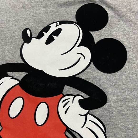 Disney Mickey Mouse Cartoon Felt Cotton Grey T-Shirt Women's Size XXL - Picture 2 of 7